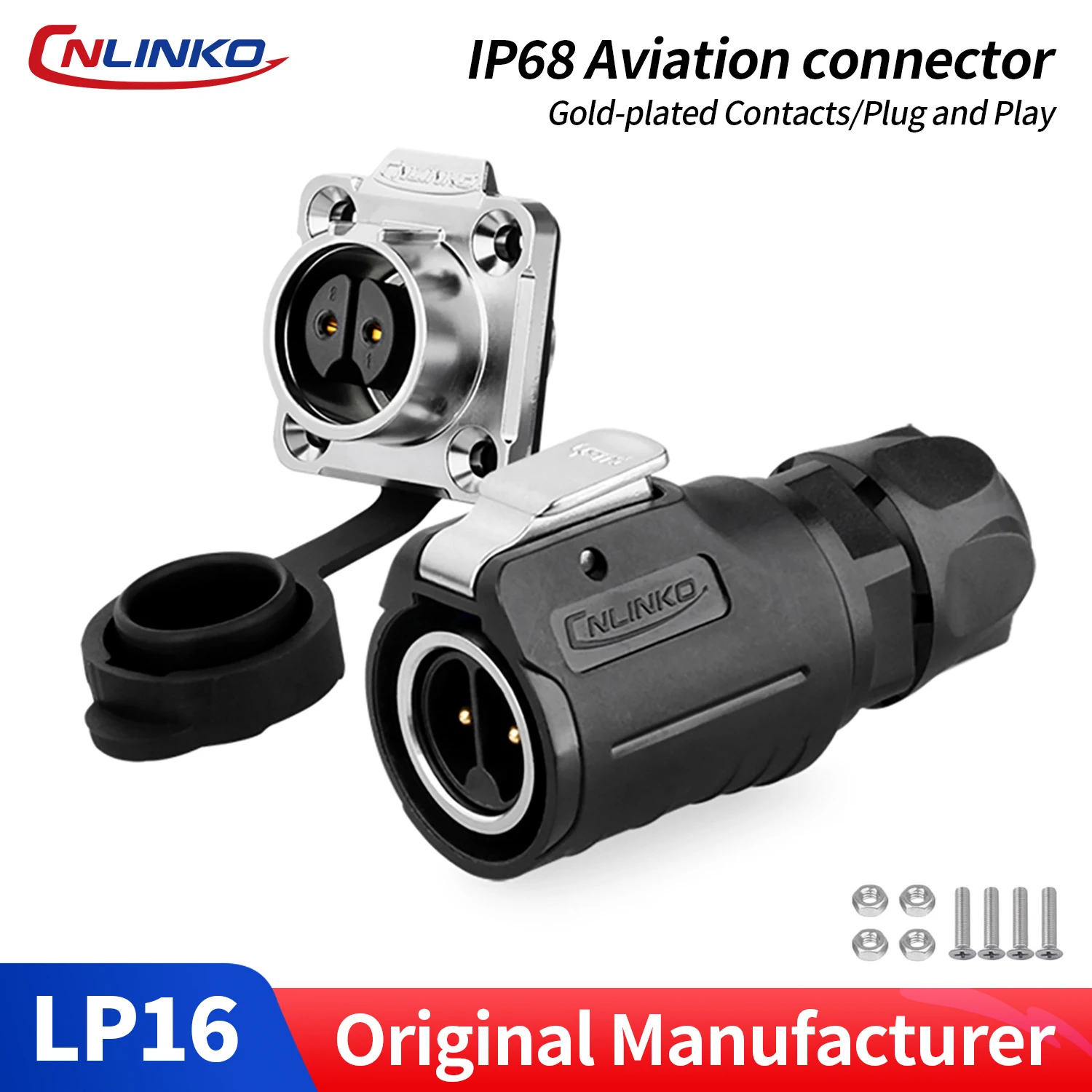 CNLINKO M16 Waterproof Electrical Connector 2/3/4/5/7/8/9 Pin Soldering Wire Aviation Connectors Panel Mounting Plastic+Metal