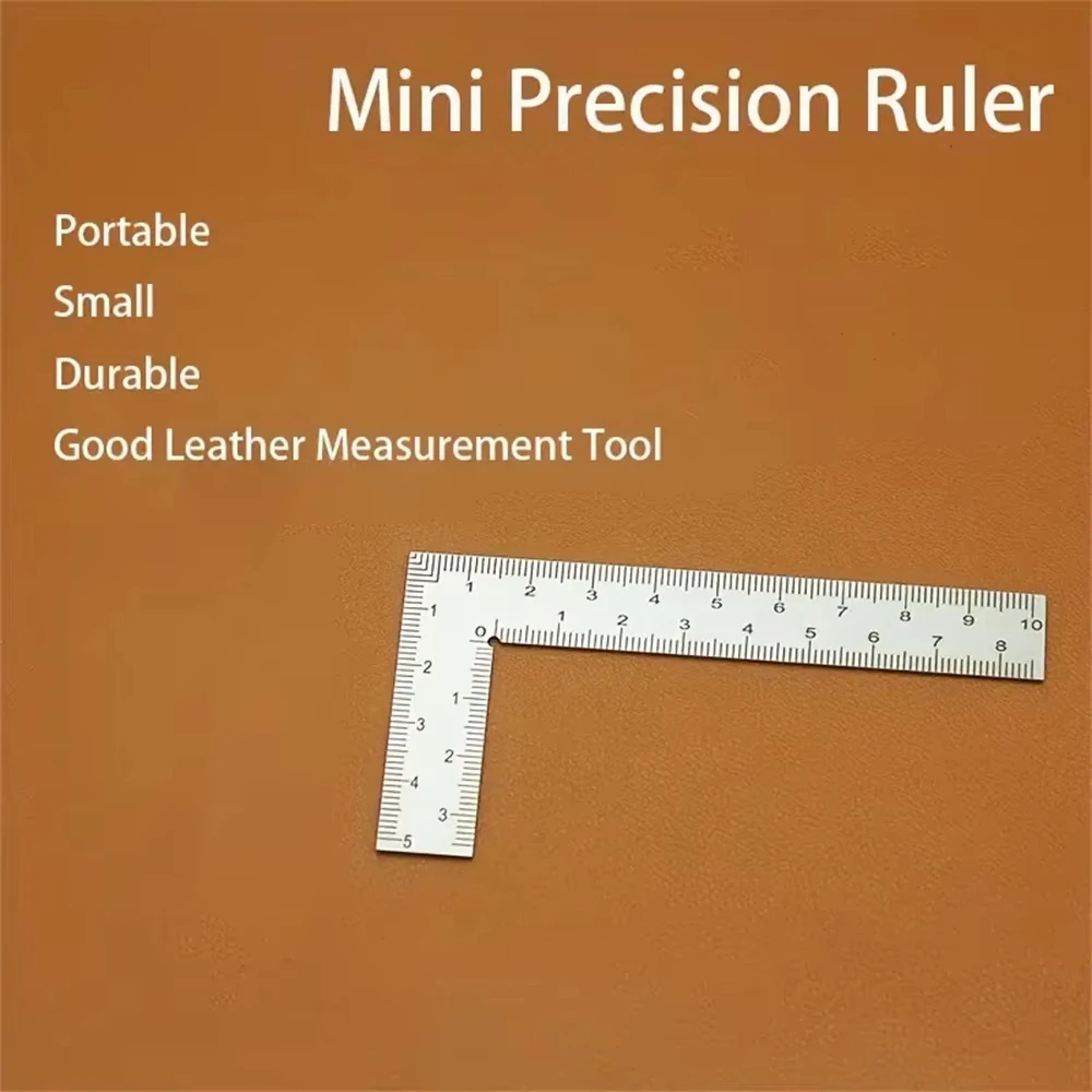 Mini Stainless Steel L-Shaped Double-Sided Precision Scale Ruler - High-Accuracy Measuring Tool for Leather Design, Metal Materi