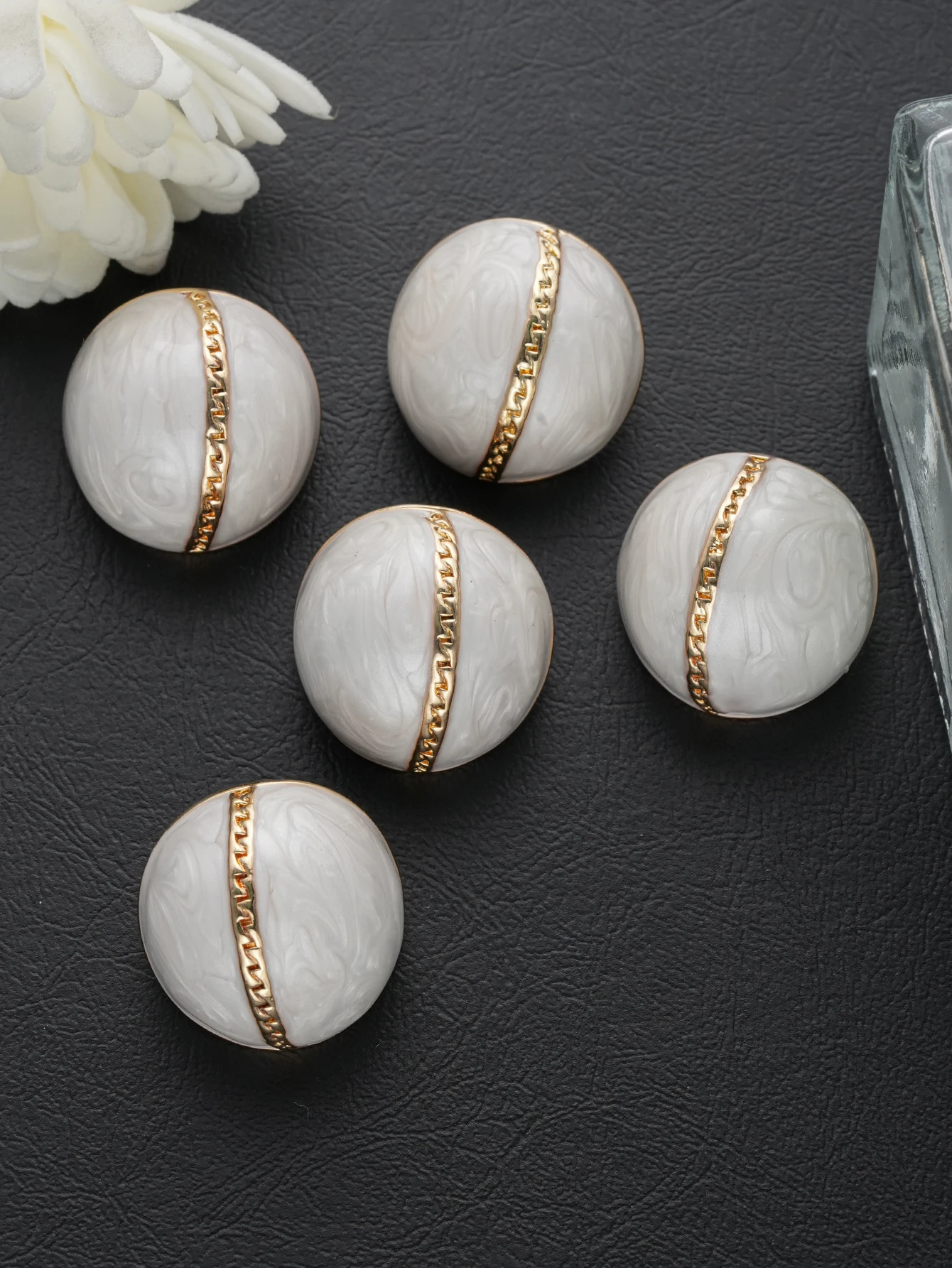 5pcs French Fade Marble Pattern Buttons for Coat Suit Replacement Metal Buckles Elegant Classy Upgrade for Clothing Accessories