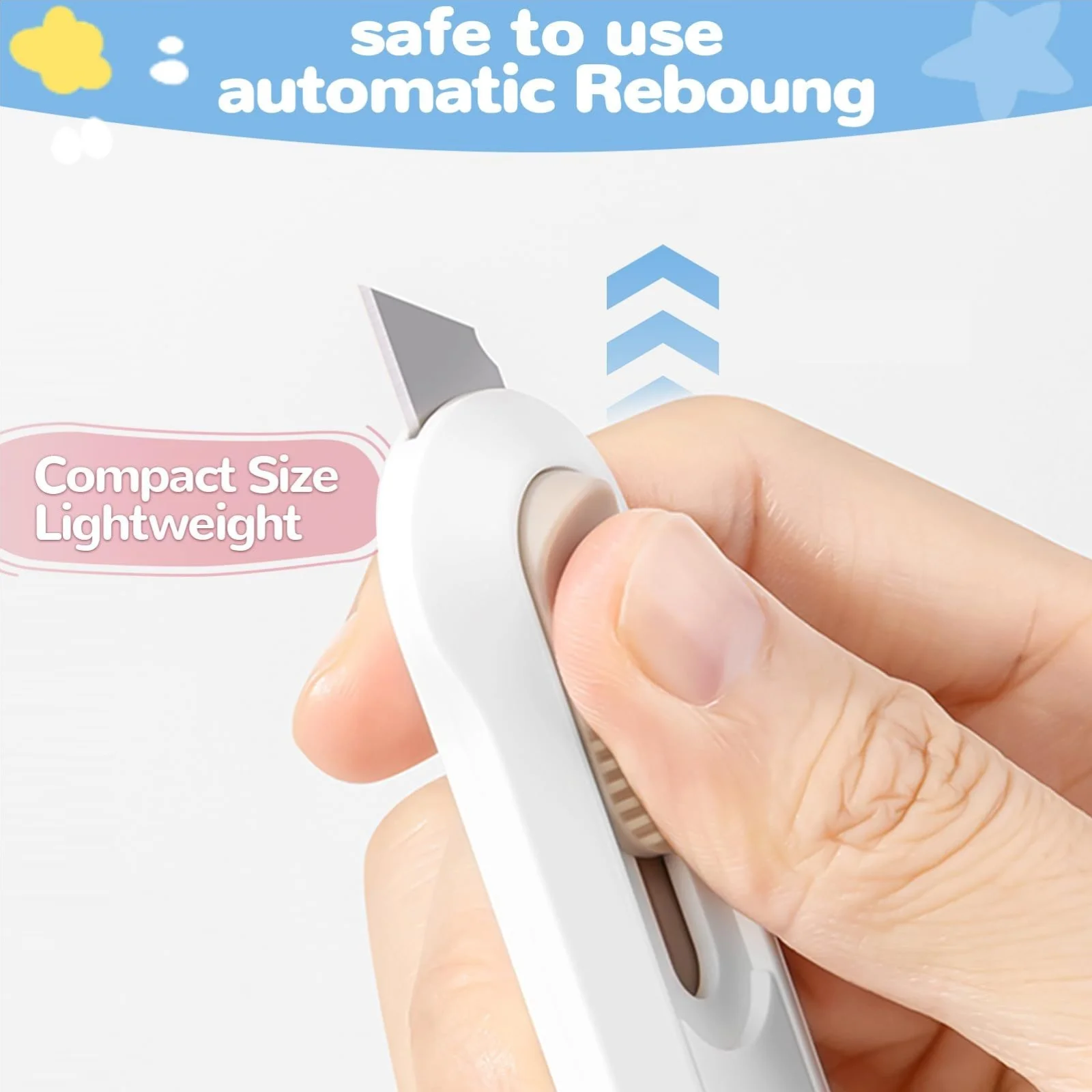 1pcs white Retractable Letter Knife - Mini Portable Utility Knife With Compact Blade, Self-Retracting Blade Safe And Convenient, Suitable For Home, Office And Handicrafts, Christmas Gifts, Birthday Gifts, Random Color