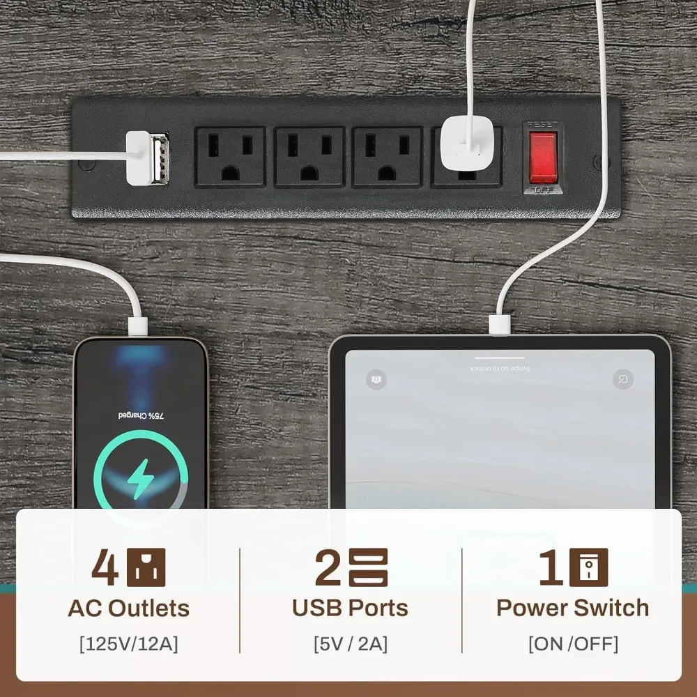Scrivania da ufficio da 59" con cassetti per documenti, scrivania da gioco per computer reversibile con spazio di archiviazione, luci a LED e presa di corrente, scrivanie per ufficio domestico