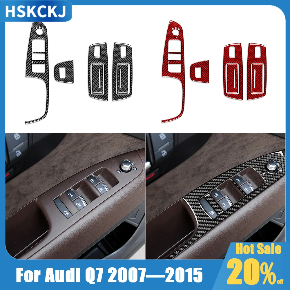 

For Audi Q7 4L 2007—2015 Carbon Fiber Car Accessories Window Switch Lifting Panel Decal Interior Cover Trim Sticker Modification