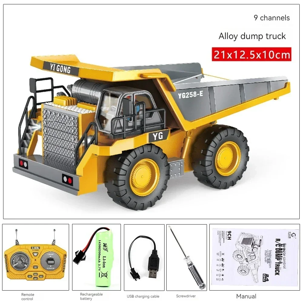 Remote Control Excavator Alloy Remote Control Truck Dump Truck Toy Car Children's Playground Bulldozer Rc Cars for Adults - Image 6