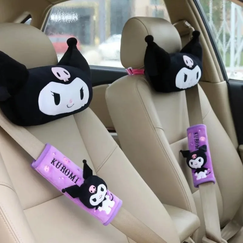 

My Melody Kuromi Cute Cartoon Angel Part Seat Belt Decoration Car Y2k Headrest Neck Pillow Available for All Seasons Car Supplie