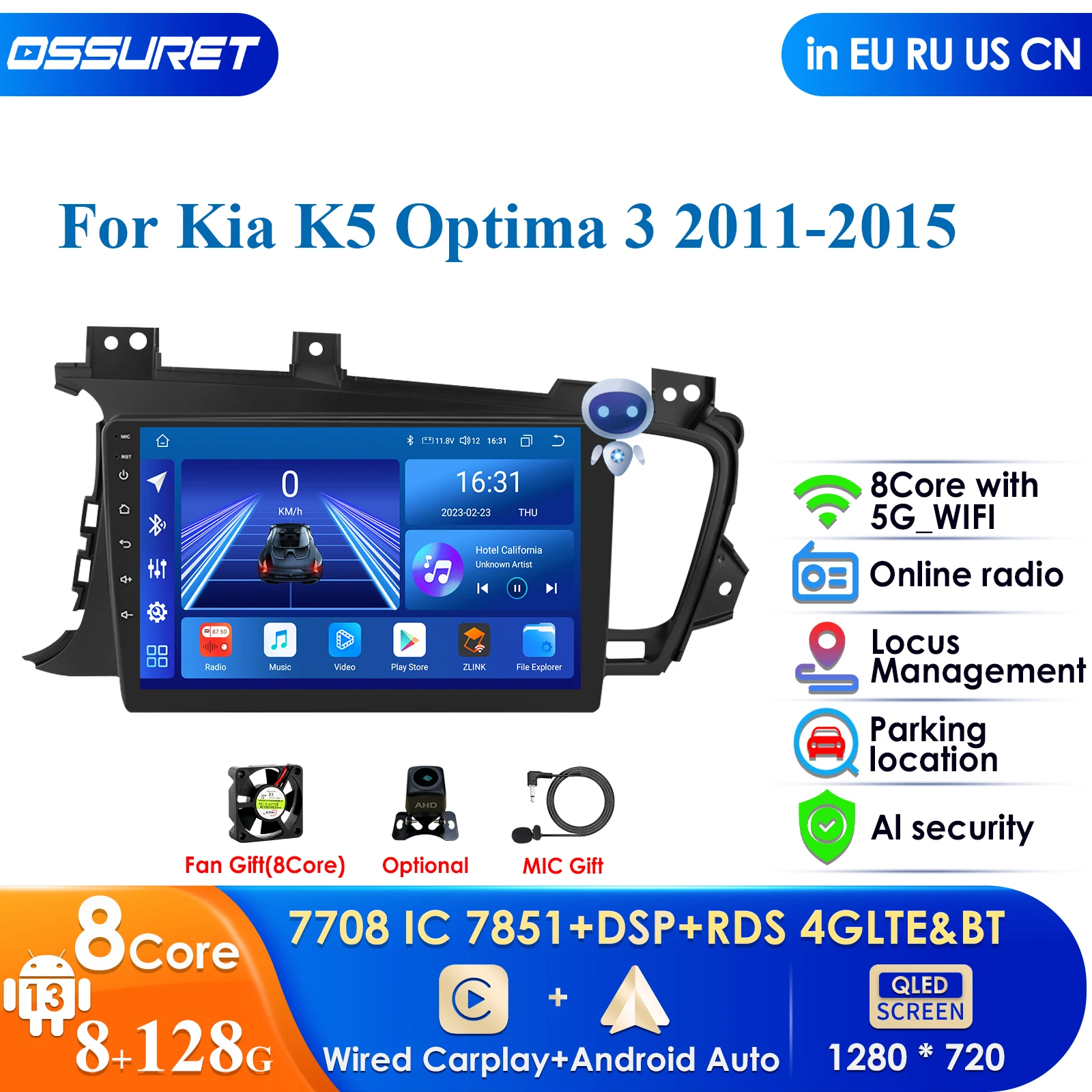 

IPS 2Din 4G-LTE Android 12 Car Stereo Radio Multimedia Video Player for Kia K5 Optima 2011-2015 Navigation GPS Head Unit Carplay