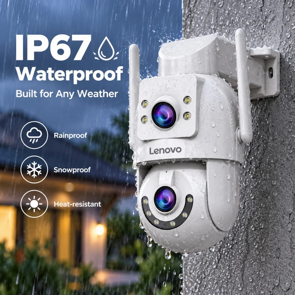 Lenovo 8MP HD Outdoor-Überwachungskamera mit Dual-Objektiv, Dual-Screen, AI-Tracking, PTZ-Farbnachtsicht, Überwachungsschutz – Detail 5