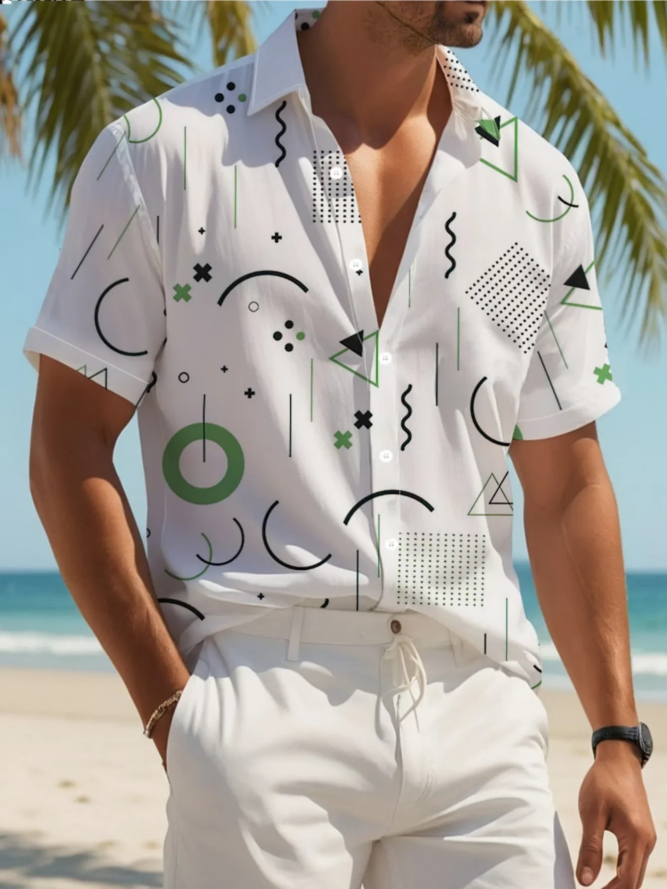Men's Stylish Tropical Shirt SummerMan Women Short Sleeve Hawaiian Casual Print Lightweight Party Tops