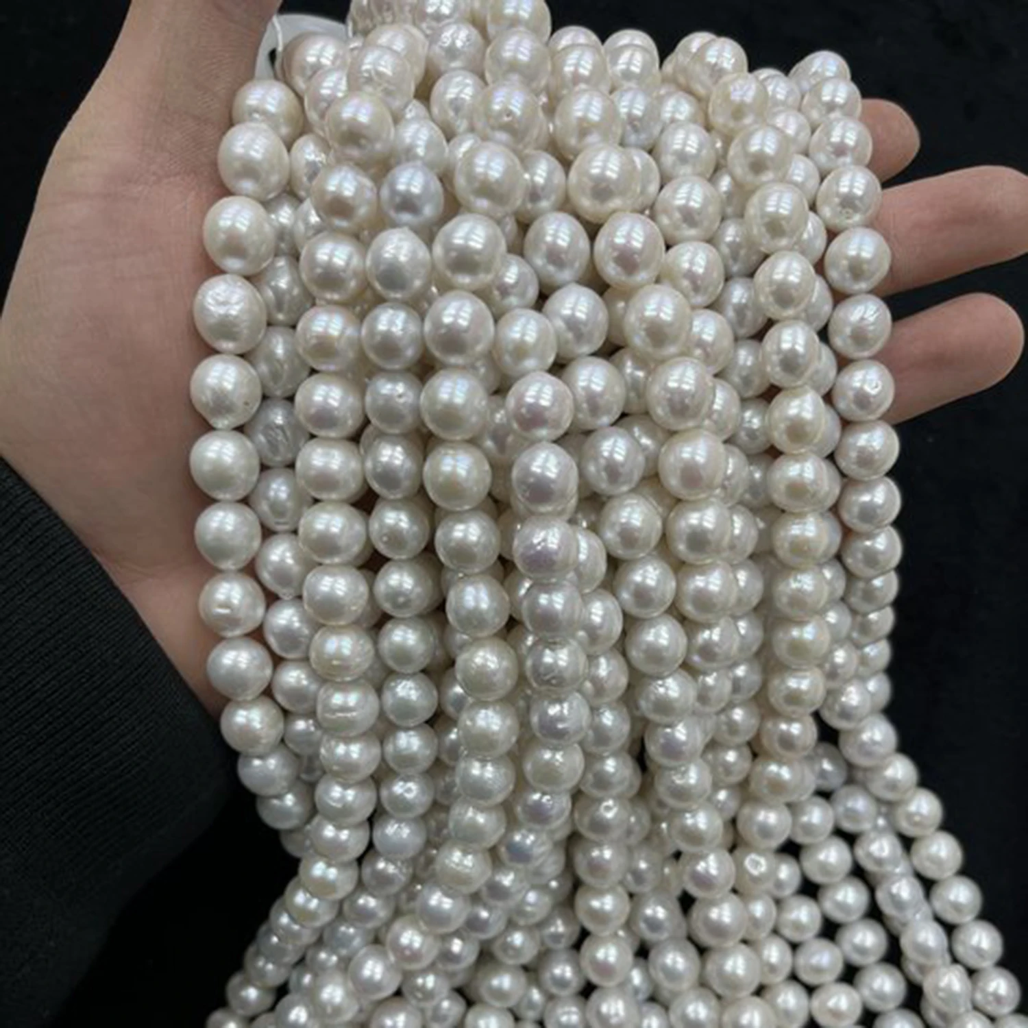 10-11mm Big Round Stripes Natural Freshwater Pearl Spacer Bead Jewelry Make DIY Necklace Bracelet Women Premium Wedding Gift