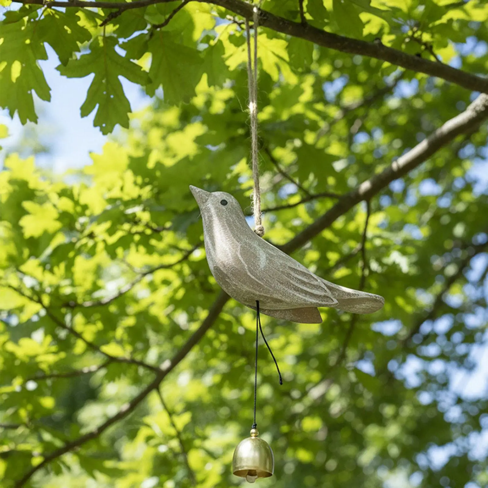 Gray Iron Wind Chime Bird Shaped Wind Bell Hanging Ornament Easy Installation for Yard Garden Party
