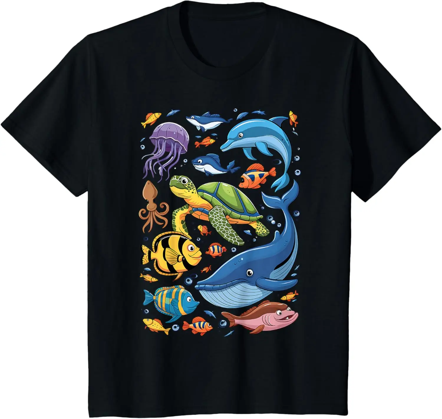 Sea Creature Animal Marine Ocean Life Turtle Whale Dolphin T-Shirt Unisex Children’s Wear Cotton Short Sleeve Graphic T Shirts
