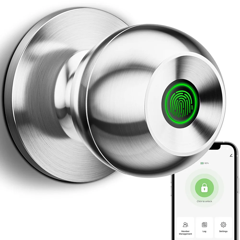 Fingerprint Door Lock Smart Door Knob Fingerprint Door Knob Smart Door Lock with Great for Bedrooms Apartments Offices Hotels