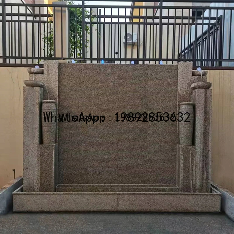 CBJ   Natural Stone Outdoor Water Curtain Wall Flowing Water Screen Courtyard Fountain Waterfall Fish Pond Landscape