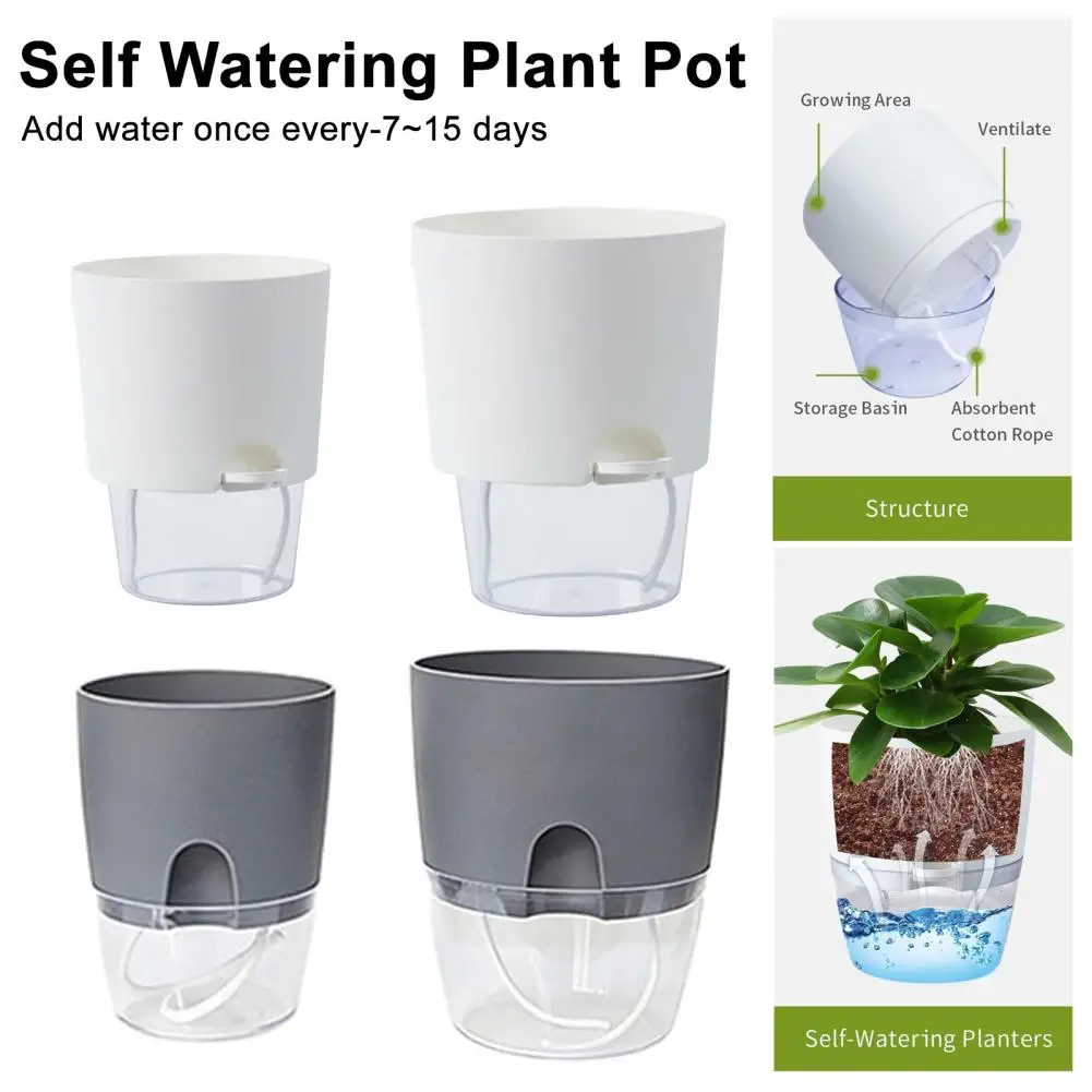 Flowerpot With Drainage Holes Water Filling Port Automatic Self-Watering Hydroponic Flowerpot Transparent Hydroponic Planter