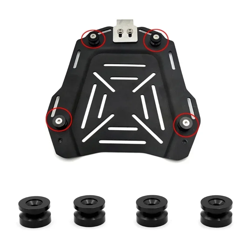 4pcs Universal Motorcycle Rear Luggage Tail Top Box Helmet Trunk Bracket Base Plate Bushing Pad Buckle Spacers