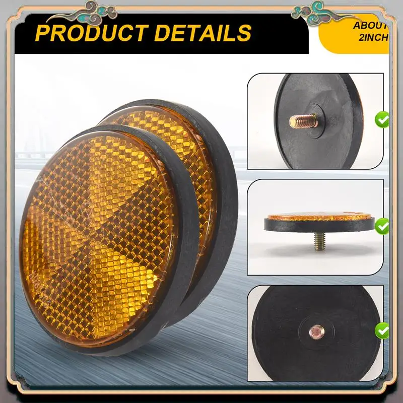 A73Q-2 X 2Inch Round Orange Reflectors Universal For Motorcycles ATV Bikes Dirt Bikes