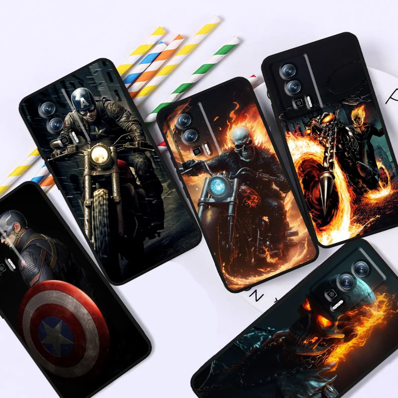 

Ghost Rider Captain America For Xiaomi Redmi 9A 9C 9AT 10C 9 9T 10 12C 13C A3 12 K60 A1 K50 K40 5G Black Soft Phone Case