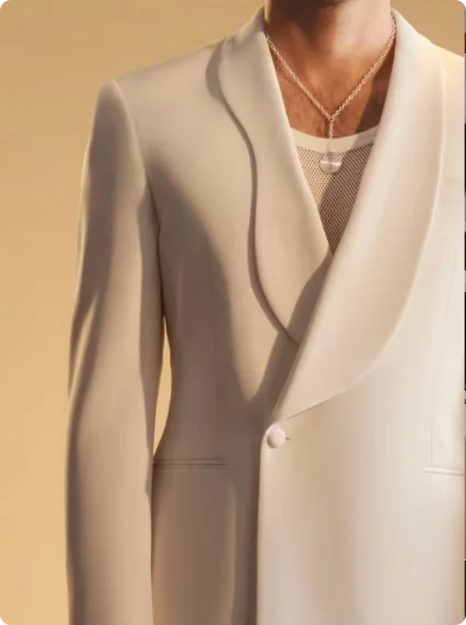Formal Ivory Men Suits 2 Piece Jackets +Pants Prom Groom Wedding Tuxedo Coat Custom Latest Design Fashion Business Office Blazer