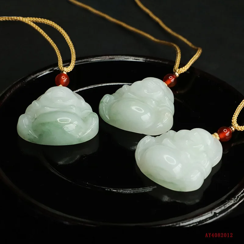 Natural Tianshan Jade Buddha Gong Pendant Maitreya Buddha Jade Necklace