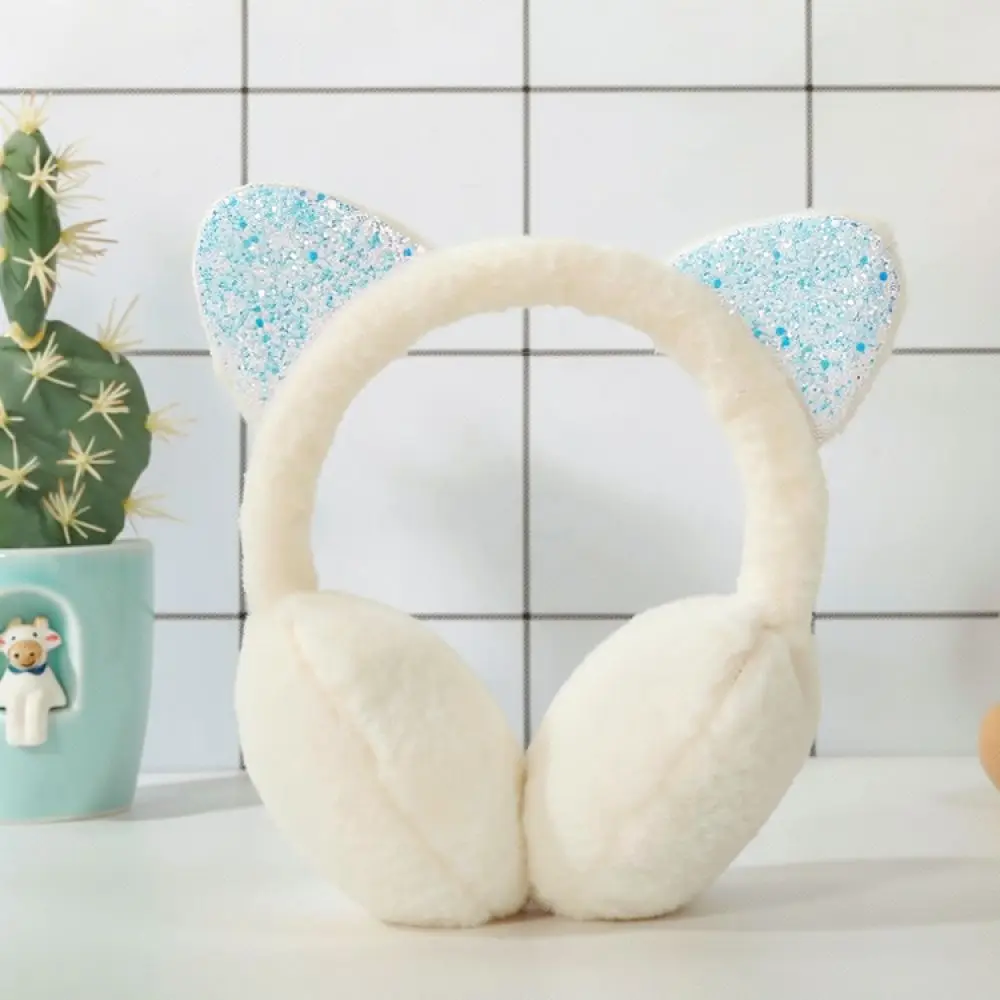 Soft Plush Earmuffs Sequins Cat Ear Design Children Winter Warm Ear Protectors Comfortable Thermal Ear Muffs Outdoor Gear
