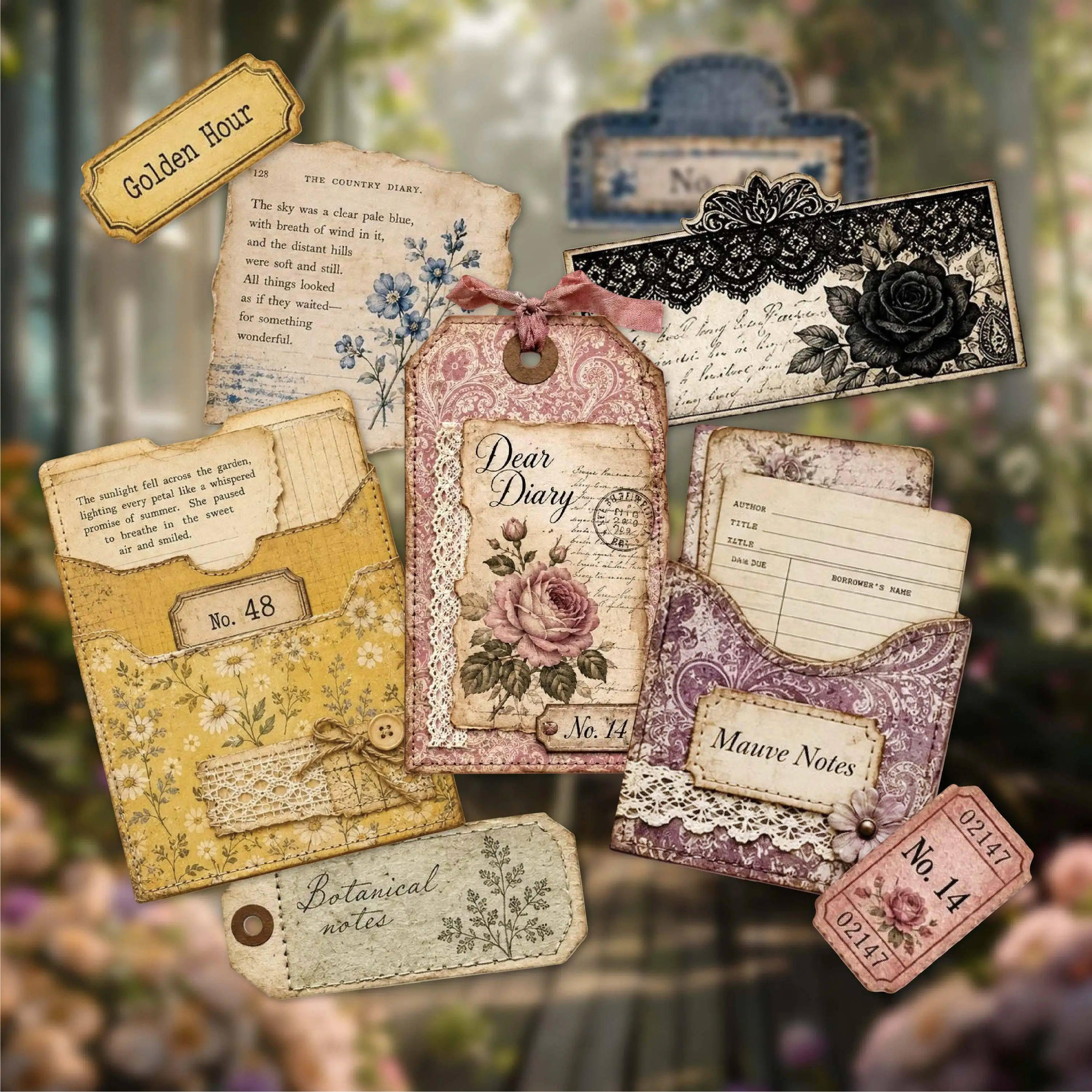 Vintage Distressed Tag Sticker Pack, Realistic Texture Journal Decor Stickers, Great for Albums, Scrapbooks & Gift Wrapping