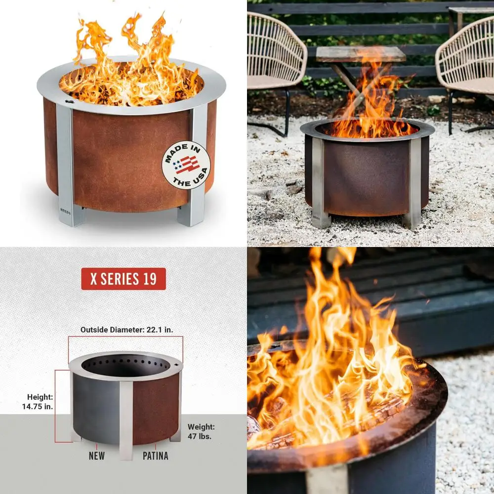 

Smokeless Outdoor Fire Pit 19 X Series, Corten Steel, 22.1 Diameter, 47 lbs, Perfect for Family Gatherings