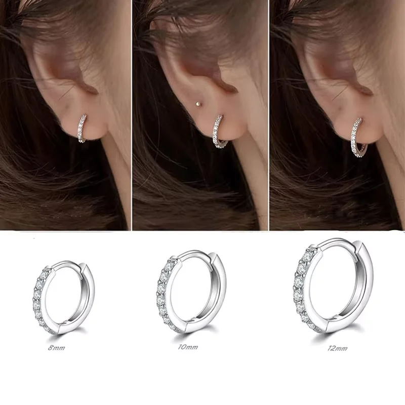 6 Stück/Set 925 Sterling Silber 18k Vergoldete Kleine Zirkonia Huggie Creolen für Damen Hochzeit Party Schmuck Geschenk – Detail 1