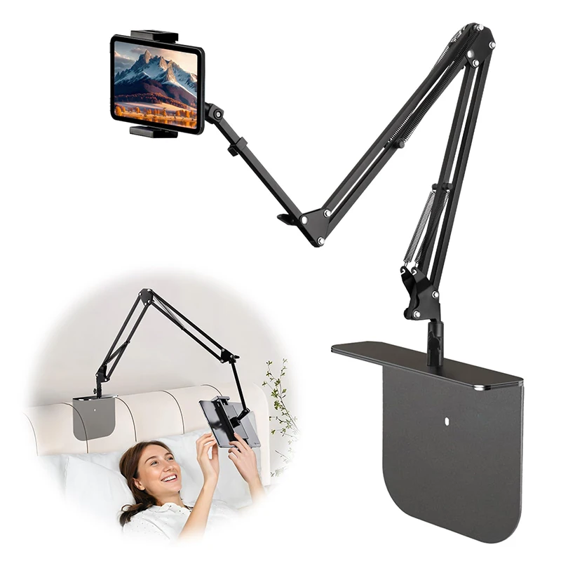 1pc Adjustable Multifunctional Metal Extendable Lazy Holder Rotating Bedside Tablet Phone Stand Bracket for Watching TV in Bed
