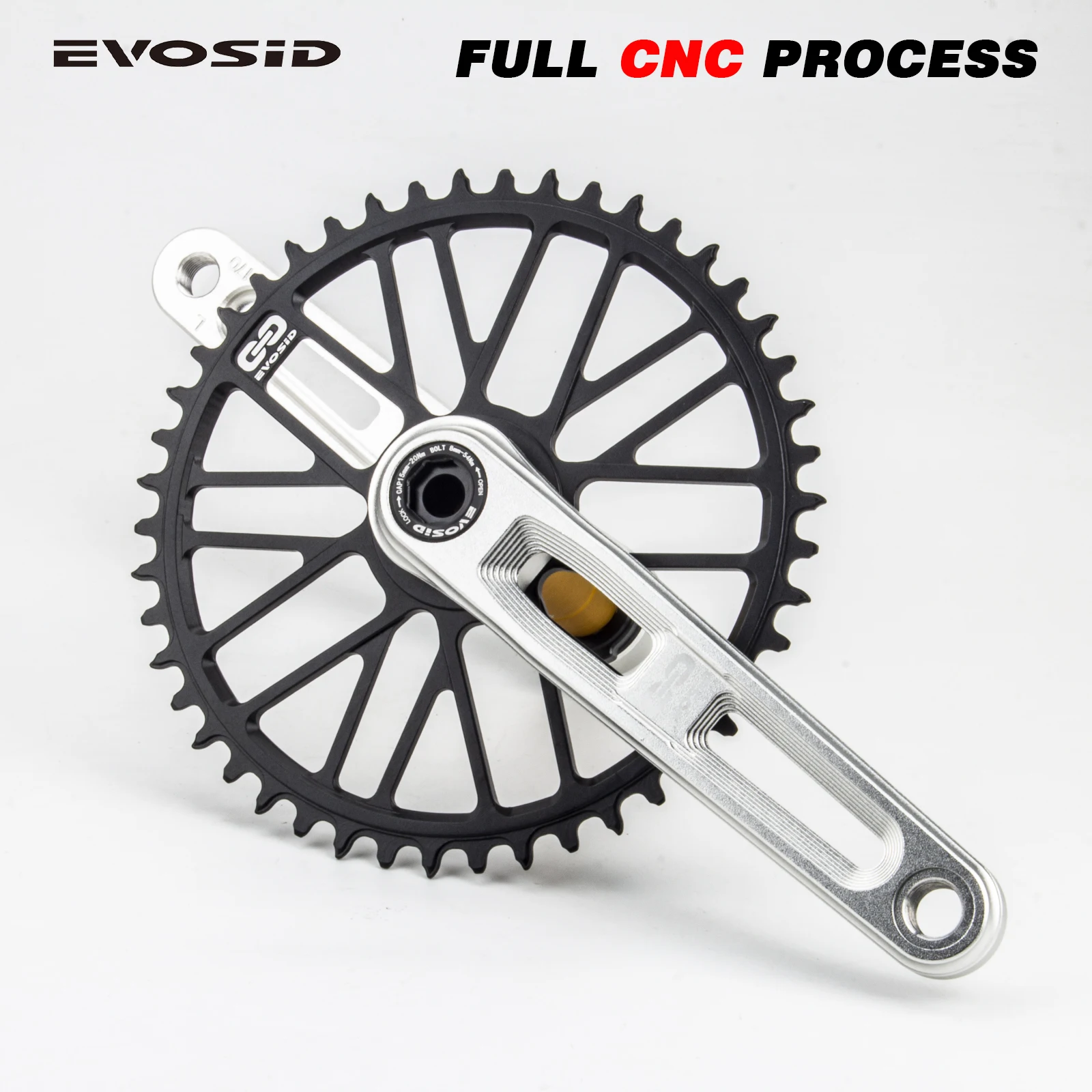 EVOSID Bicycle Crankset 165mm Road Bike Ultralight Crankset Hollow Tech Crank For GRAVEL 40 42 44 46T Chainring 11/12 Speeds