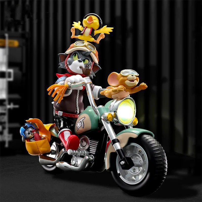 [Funny] 18cm Disney Tom and Jerry Retro motorcycle Action figure toys statue collection model home decoration kids birthday gift