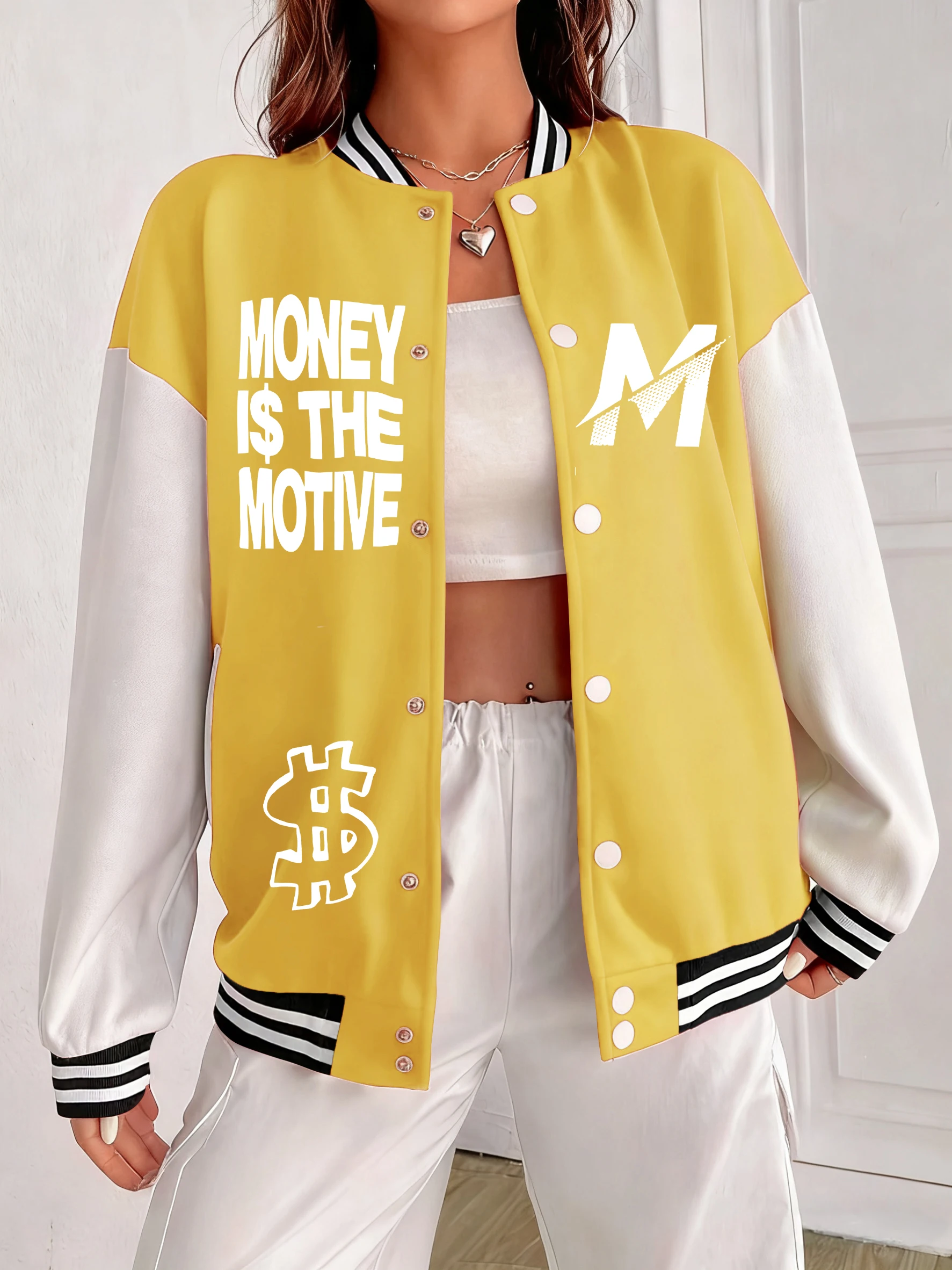 Meer Is Het Motief M Ontwerp Vrouwen Honkbal Uniform Oversize Kleurrijke Jassen Katoen Straat Kleding Herfst Mode Streetwear