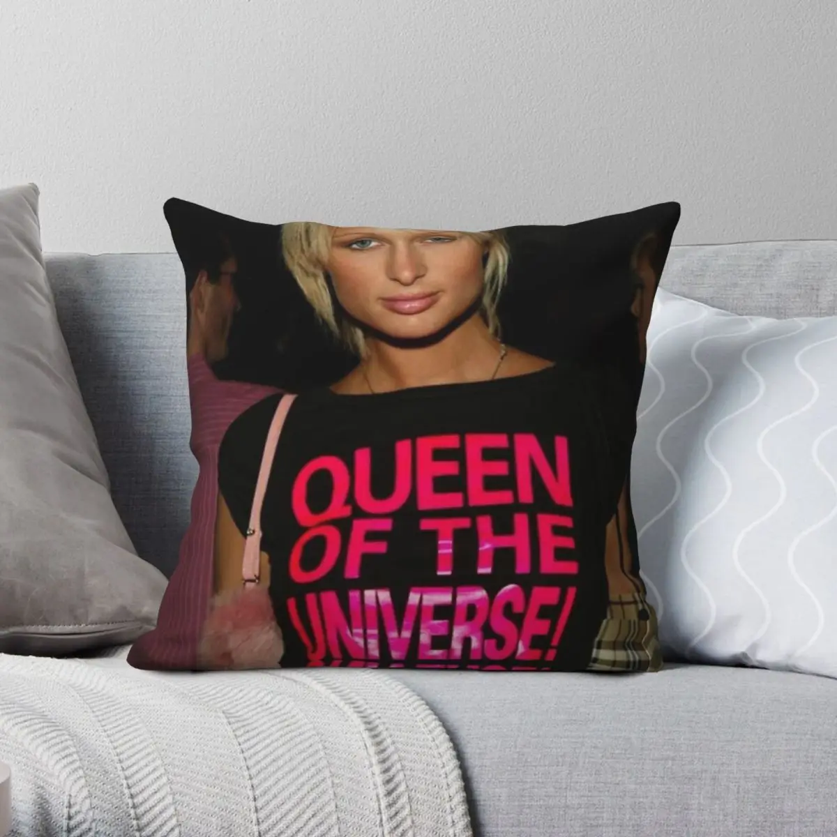 غطاء وسادة مخملي من الكتان والبوليستر ، غطاء وسادة مطبوع ، ديكور مطبوع ، باريس ، هيلتون ، ملكة الكون ، سيارة ، بيع بالجملة