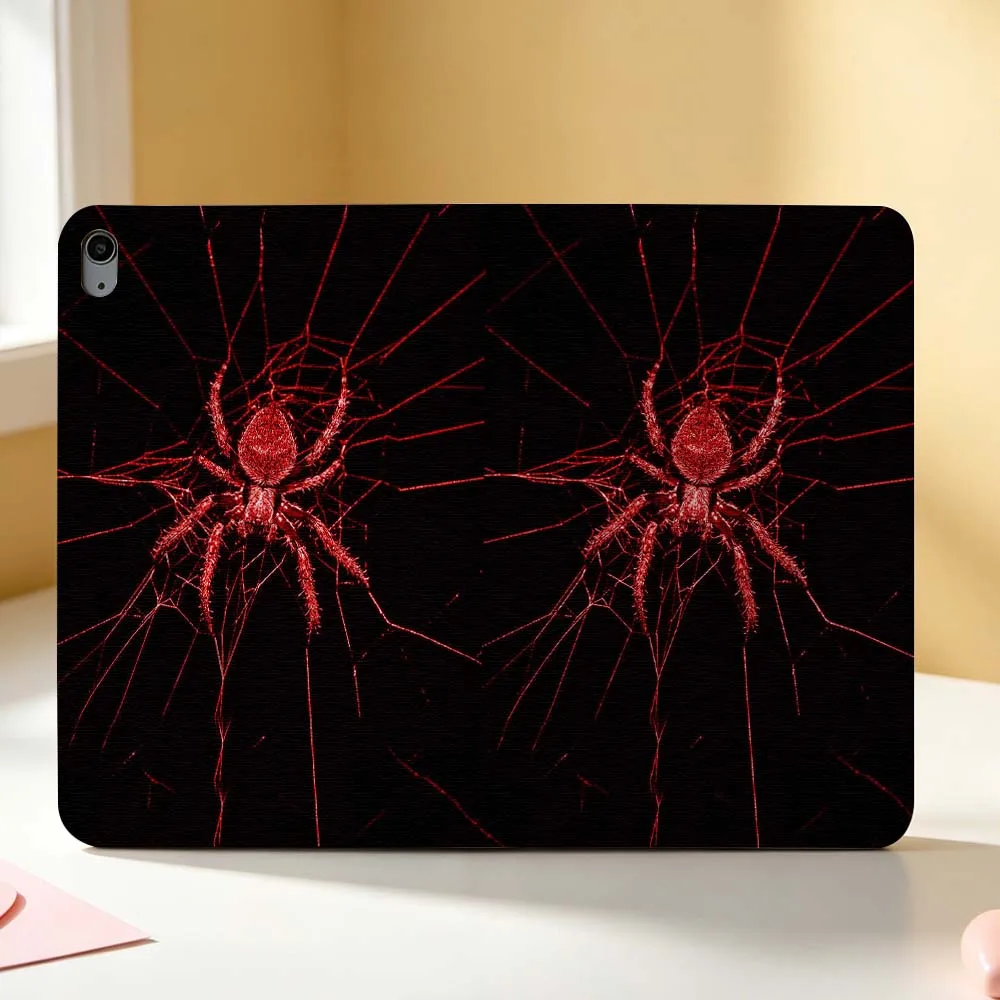 Red Spider Pattern For Apple iPad Pro Mini A16 A17 A14 4 5 6 7 6th 12th Gen 9.7 12.9 11 13 M4 inch Tablet Case Pen Tray