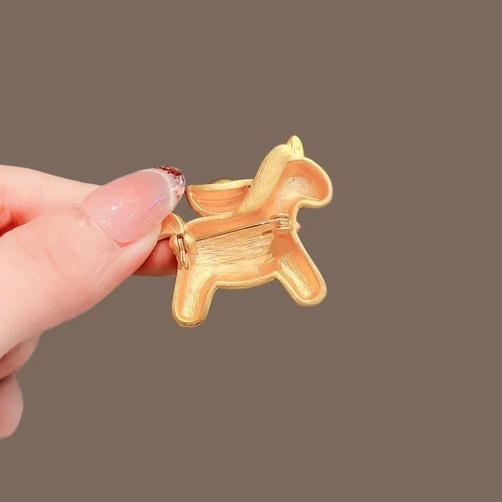 Green Enamel Yuanbao Horse Brooch Chinese New Year Jewelry Accessories Zodiac Pony Pin Metal Alloy Personality Charm