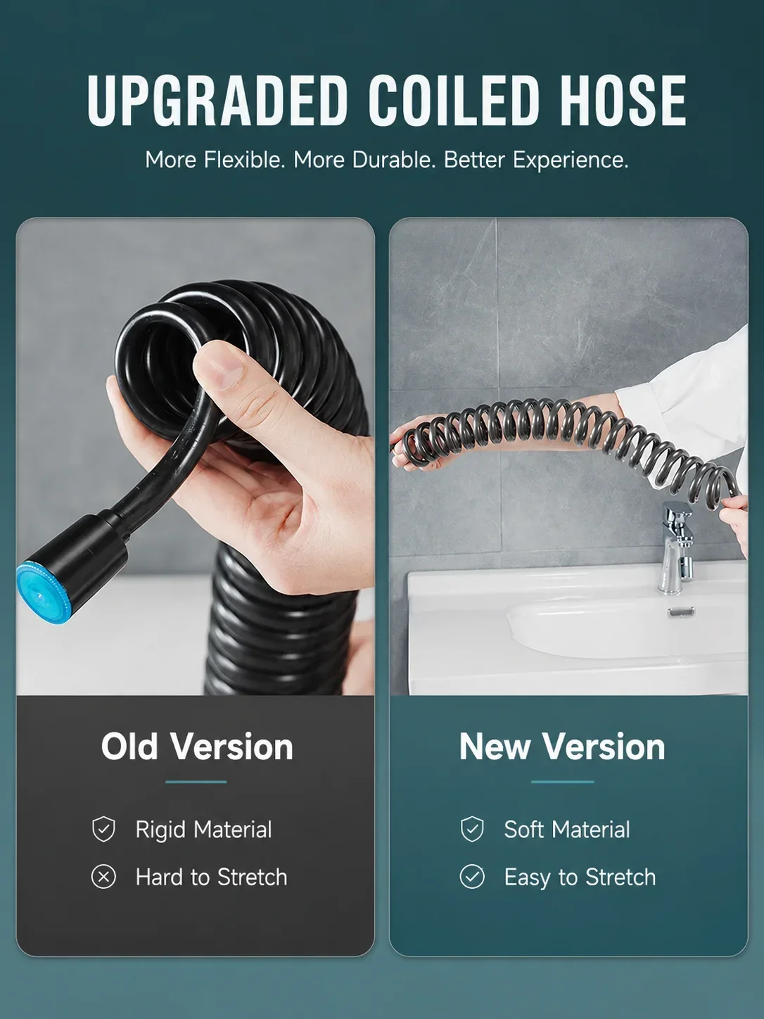 Flexibler Spiralschlauch G1/2, universeller, einziehbarer PU-Duschschlauch, verwicklungsfrei, für Toiletten-Bidet-Sprühgerät, Badezimmerzubehör – Detail 11