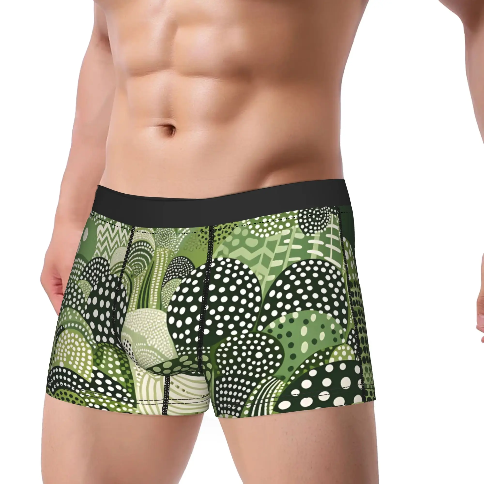 Yayoi Kusama Inspired Art Moss Green Forest Underwear  Printing Boxershorts Trenky Males Underpants Funny Boxer Brief Gift