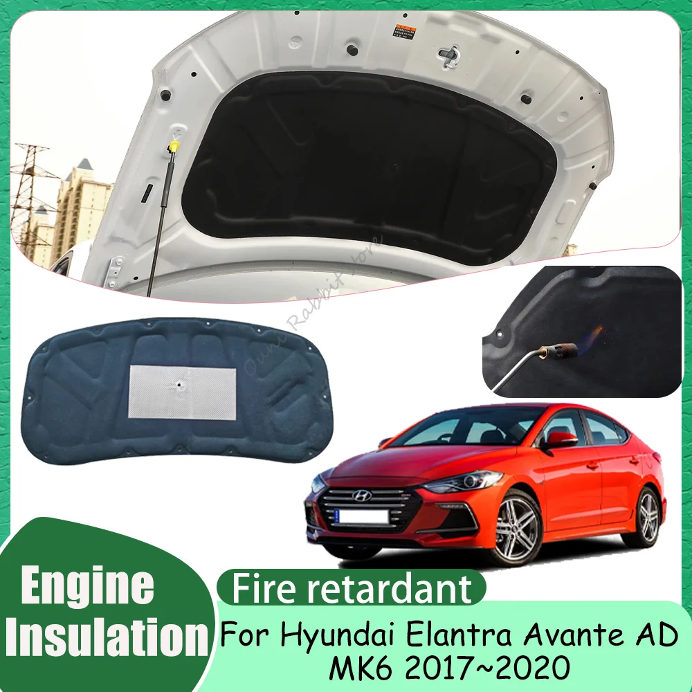

For Hyundai Elantra Avante AD MK6 2017~2020 2018 2019 Car Hood Thermal lining Engine Soundproof Cotton Insulat Mat Accessories