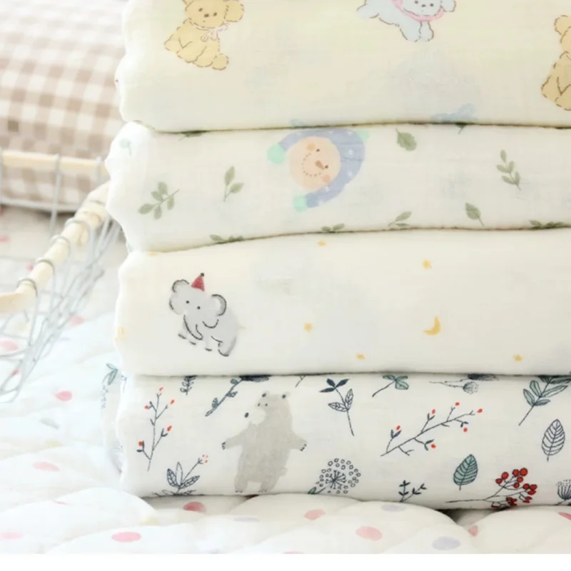 Baby-grade pure cotton double-layer washed creased fabric pajamas, bath towels, summer cooling quilt, bed sheets material