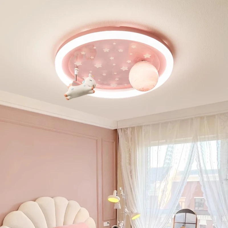 Cute Pink Little Girl Bedroom Light Children's Room Ceiling Lights Cartoon Unicorn Astronaut Boy Girl Room Decor Ceiling Lamps