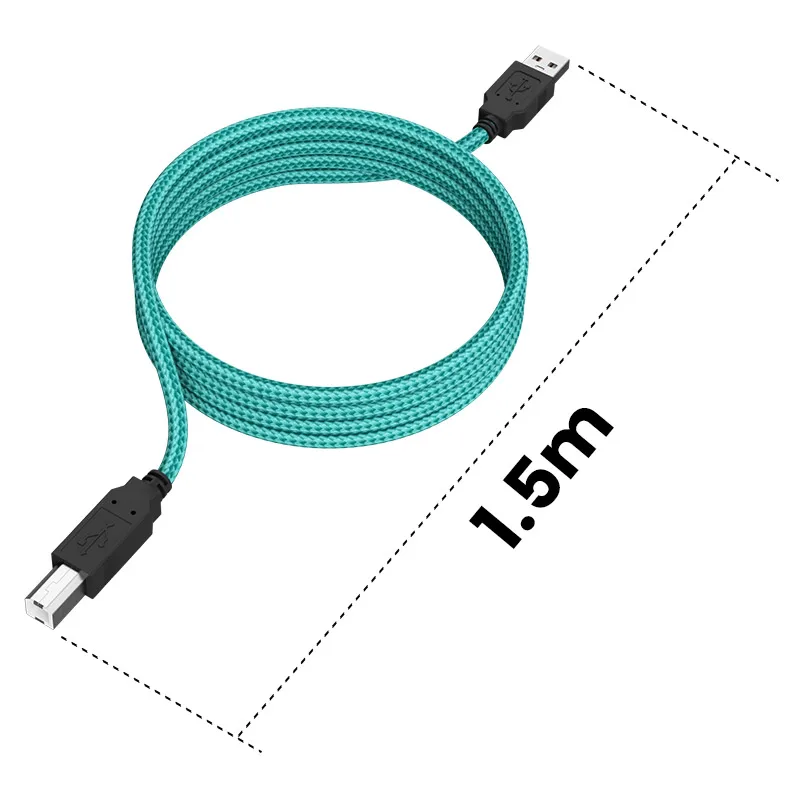 USB 2.0 Printer Cable Type A Male to B Male High Speed Print Data Cord for HP Canon Epson Brother Scanner Nylon Braided