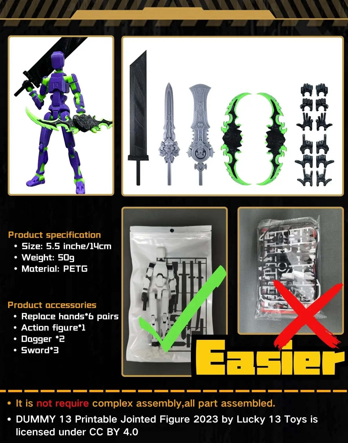 T13 (montage voltooid) 3D-geprinte actiefiguur, Dummy 13-robot-actiefiguur, T13 verzamelbare actiefiguur gelede