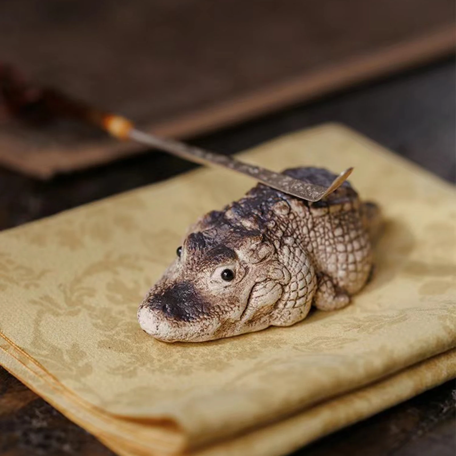 Gliniany krokodyl krokodyl Mini herbata Kung Fu figurka urocza dekoracja krokodyla miniatury domowe Ornament dekoracyjny stołowe — zdjęcie 3