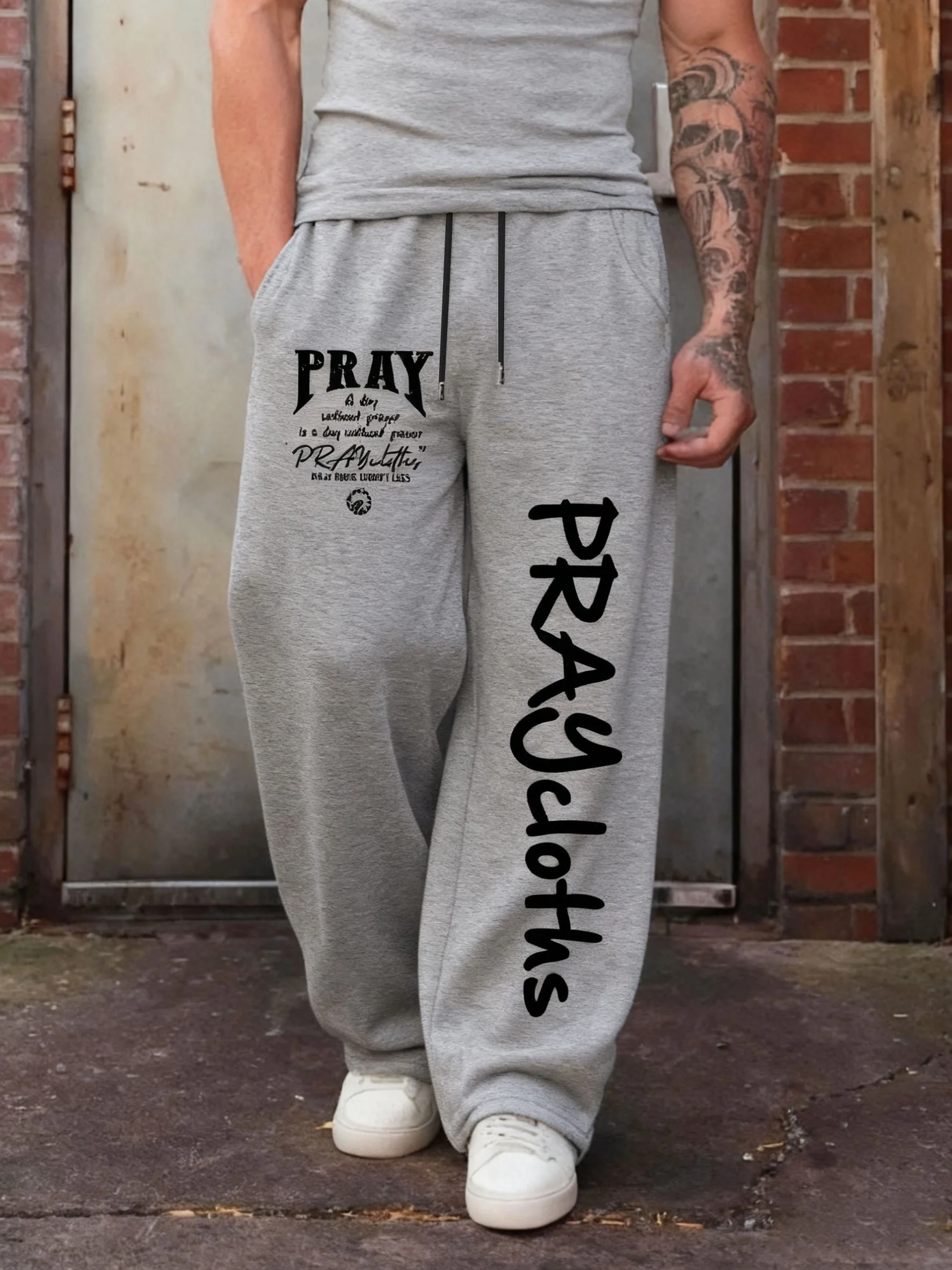 

Men's Versatile Solid Color Drawstring Loose Casual Sports Trousers, Spring and Autumn Men's Outdoor Home Casual Trousers