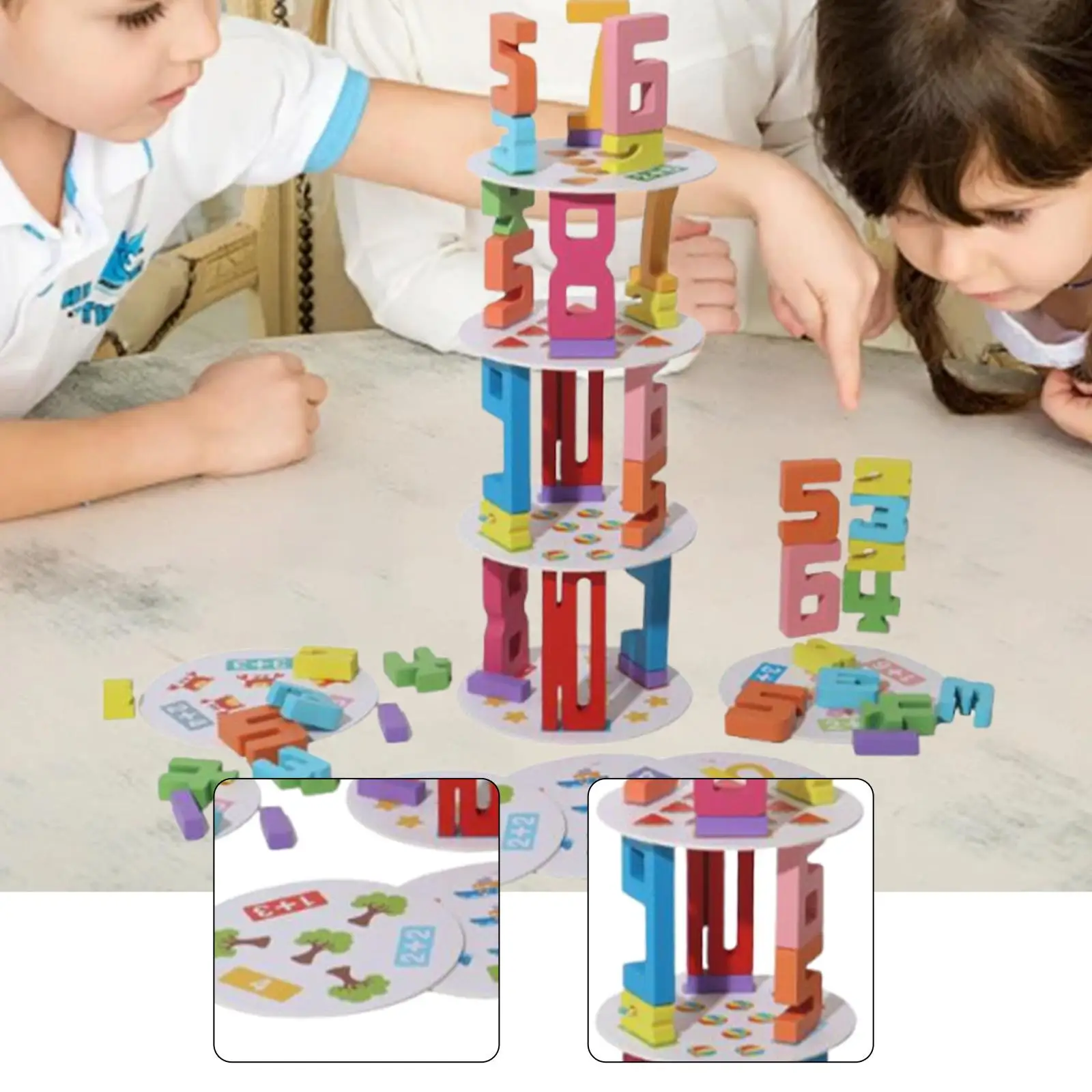 

Wooden Building Blocks Stacking Game, Educational Toy, Addition Stacking Counting for Kids Birthday Gift