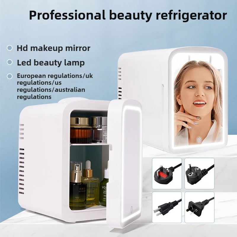 New Beauty Car Fridge with LED Mirror Finish Compact Mini 4L/6L Refrigeration Smart Temperature Control Dual-Use  Car and Home