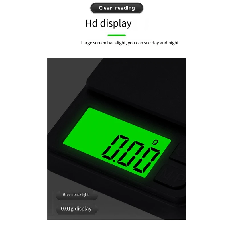 1 Piece Mini Jewelry Scale Black Plastic High Precision Digital Pocket Scale 7 Unit Tare Weight