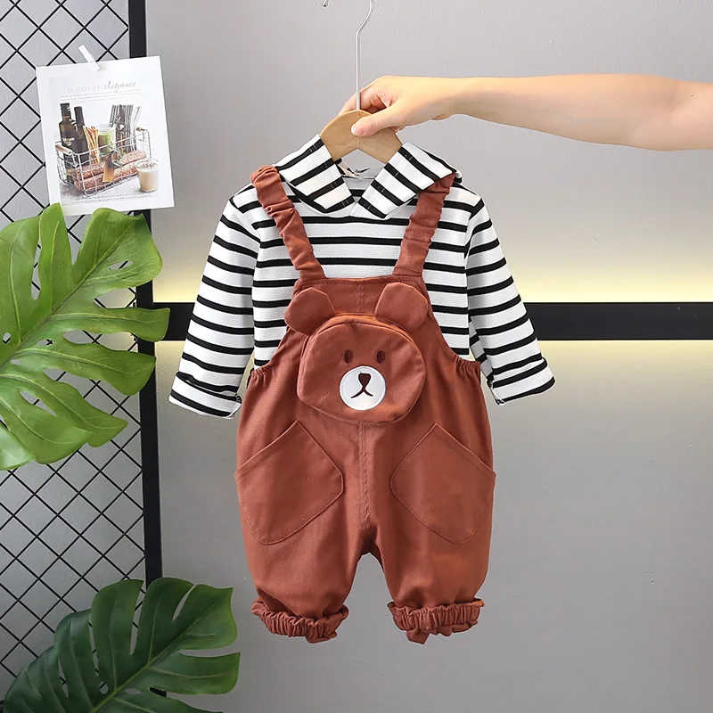 

New Spring Autumn Baby Girls Clothes Suit Children Boys Long Sleeved Hoodies Overalls 2Pcs/Set Infant Costume Kids Tracksuits