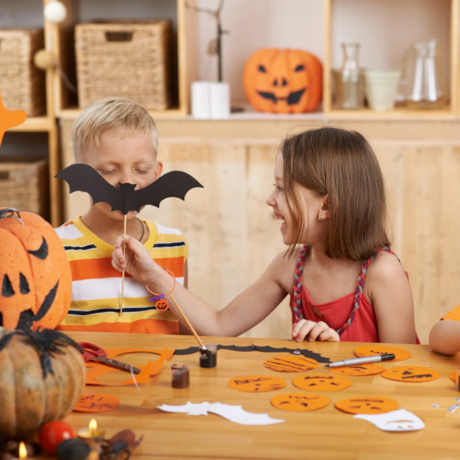 

10Pcs Halloween Pumpkin Ghost Zipper Bracelet Stress Relief Sensory Party Favor Zipper Bracelet Sensory