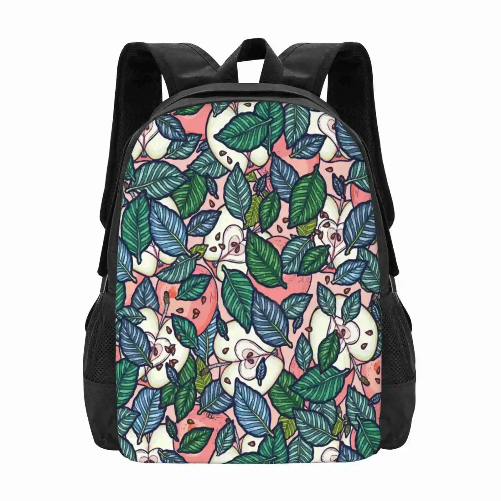 Dream Garden New Arrivals Unisex Bags Student Bag Backpack Apple Pink Alive Nature Botanical Forbidden Fruit Knowledge Wisdom