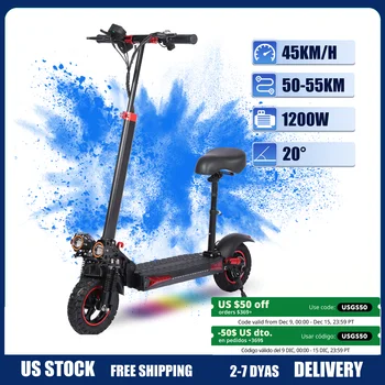 Electric Scooter with Seat for Heavy Adults,1200W Motor,28MPH,Range 35Miles,Foldable Commuting Electric Kickboard Scooter