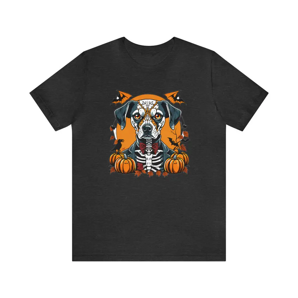 Skeleton Dog Bones In Bow Tie T-shirt For Pet Lover Halloween Fan For Men Clothing Women Tees High Quality Short Sleeve